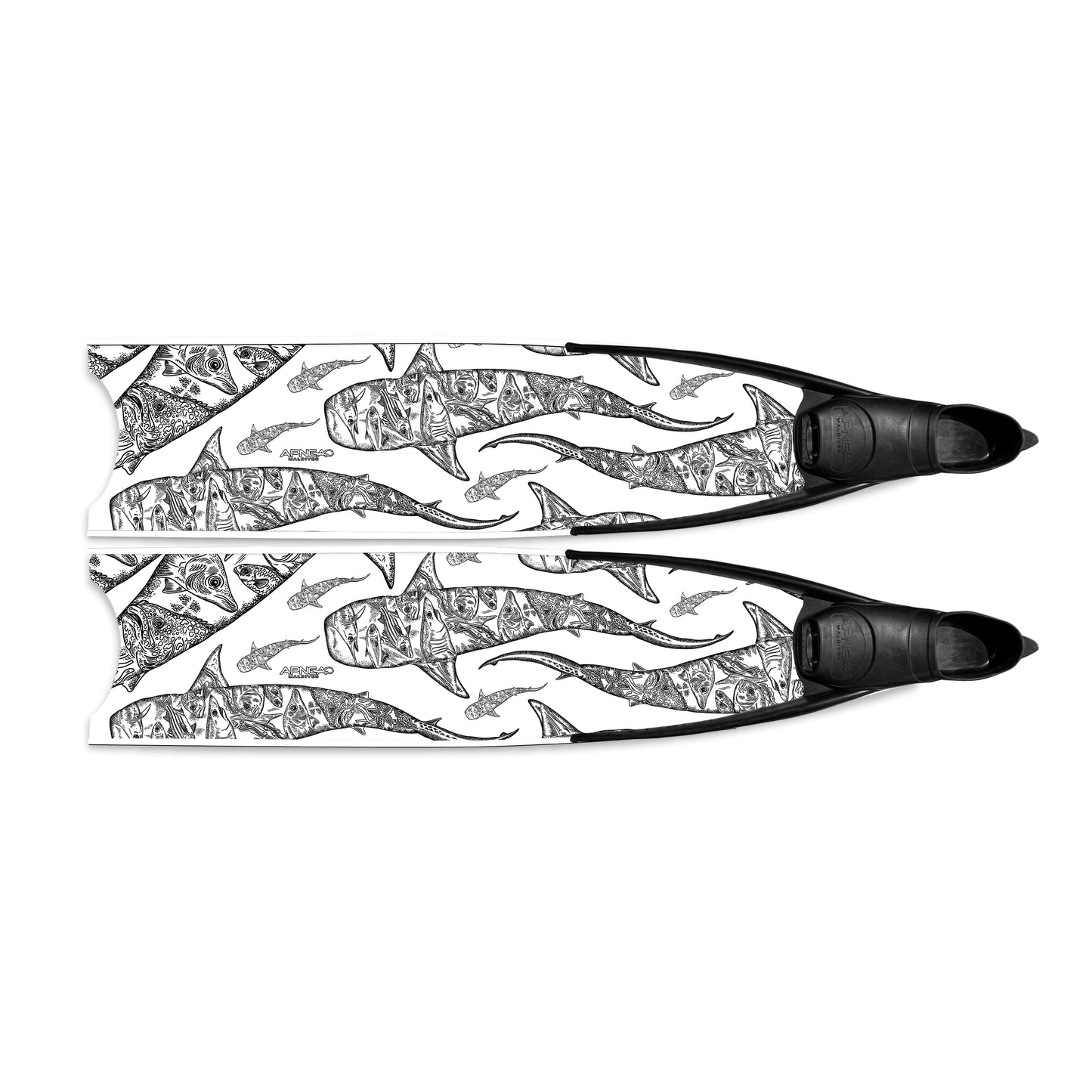Apnea Fins - Tiger Shark - White