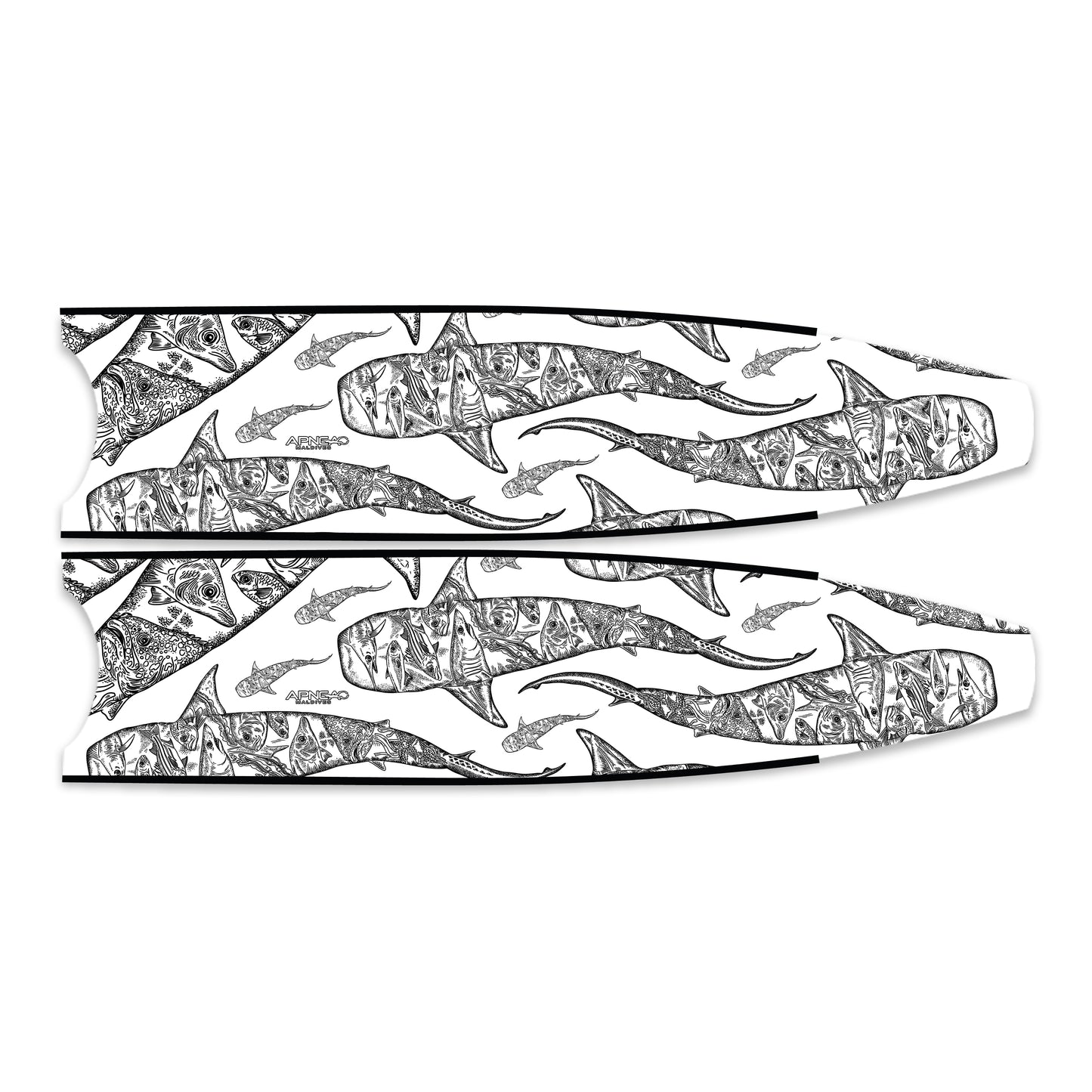 Apnea Fins Blade - Tiger Shark - White (Blade Only)