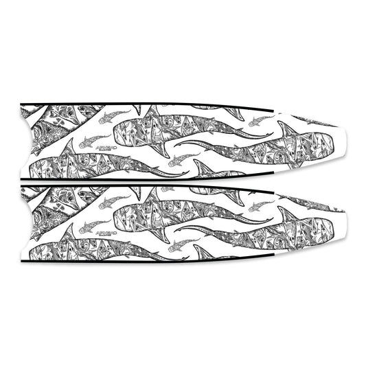 Apnea Fins Blade - Tiger Shark - White (Blade Only)