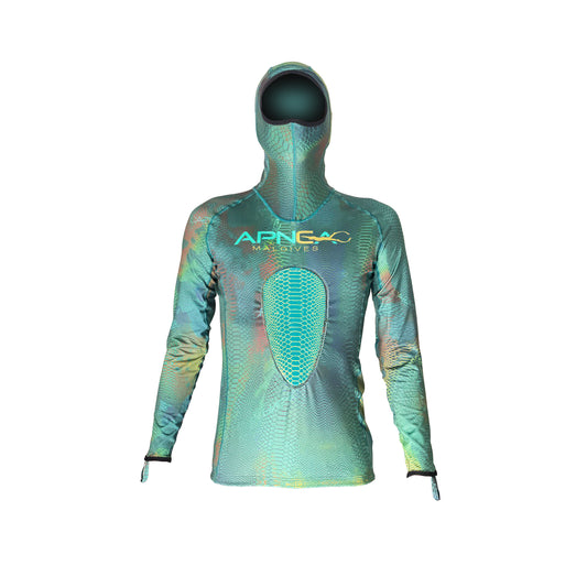 Apnea Hooded Long T, Iguana, W/ Chest Pad
