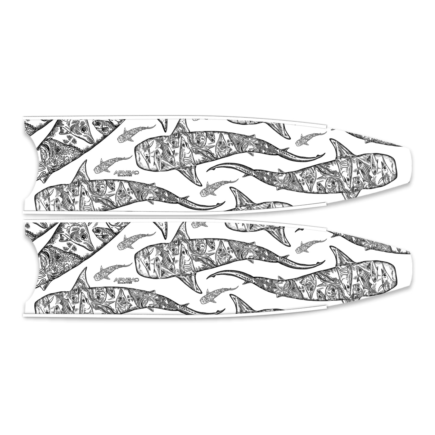 Apnea Fins Blade - Tiger Shark - White (Blade Only)
