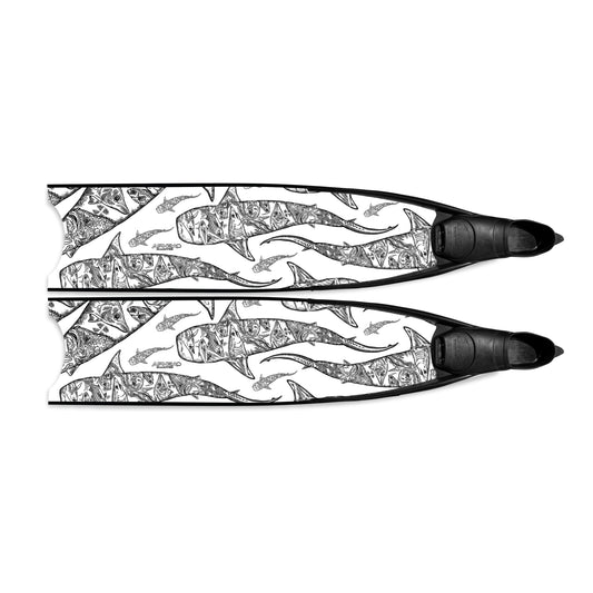 Apnea Fins - Tiger Shark - White