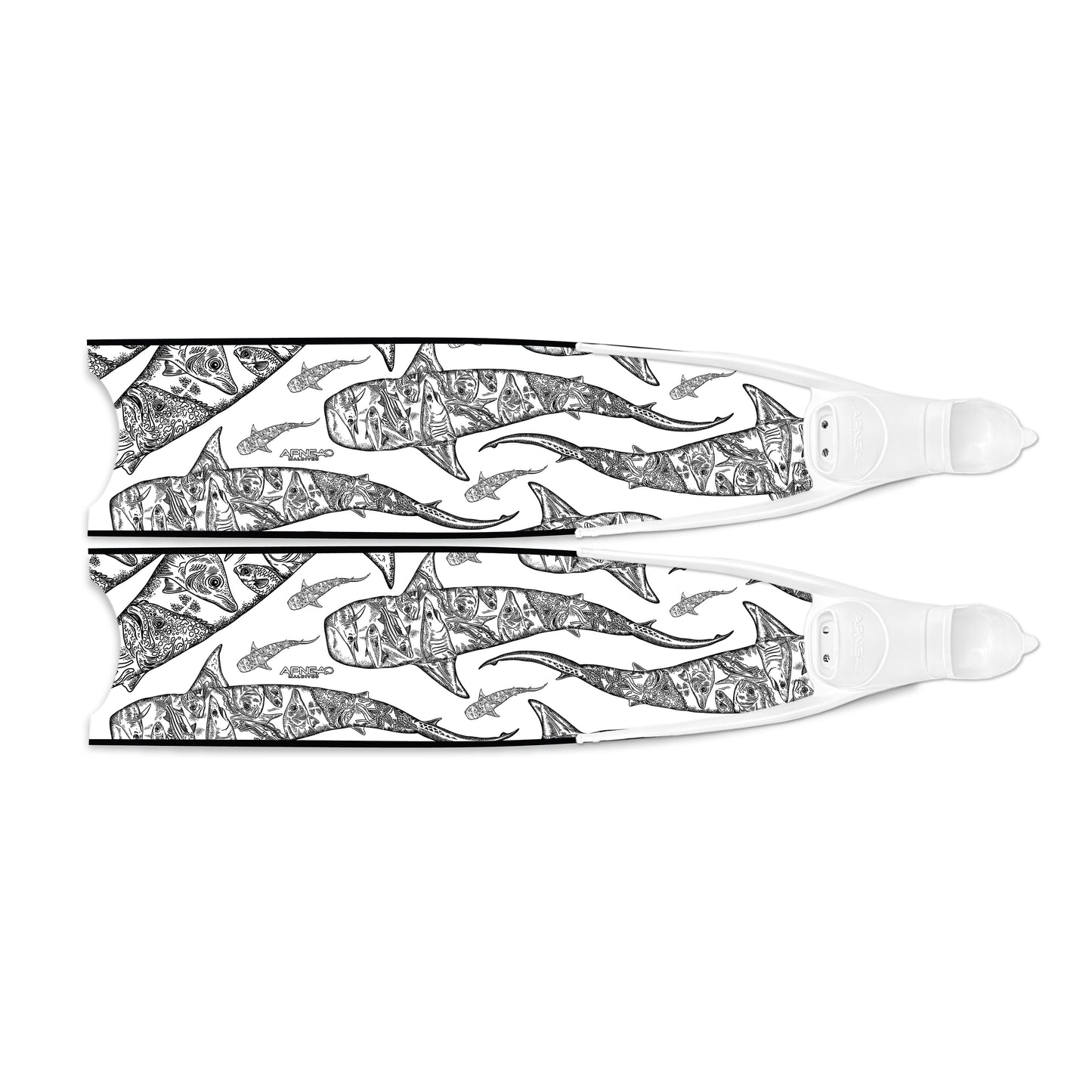 Apnea Fins - Tiger Shark - White
