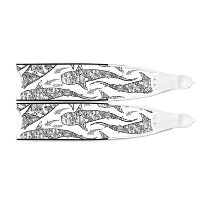 Apnea Fins - Tiger Shark - White