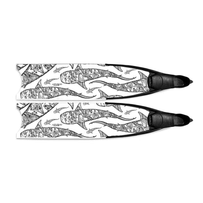 Apnea Fins - Tiger Shark - White