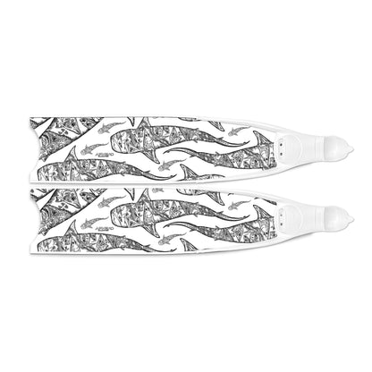 Apnea Fins - Tiger Shark - White