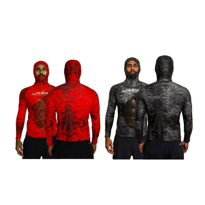 Apnea Hooded Dive Skin Top, W/ Chest Pad- Bait Camo